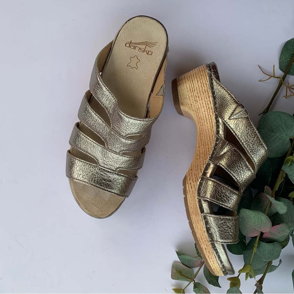 Dansko Lyndi Leather Slip On Sandal in Platino Metallic - Picture 5 of 12